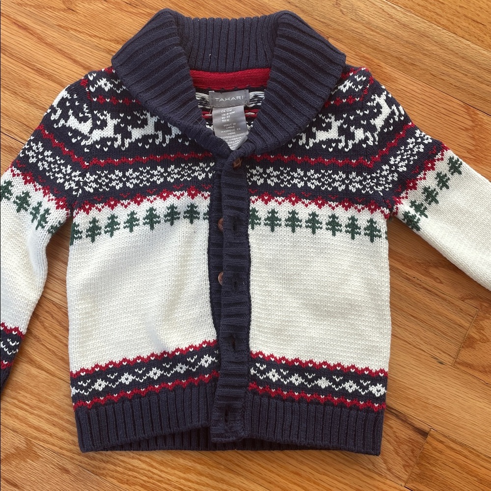 Tahari Navy and White Kids Sweater